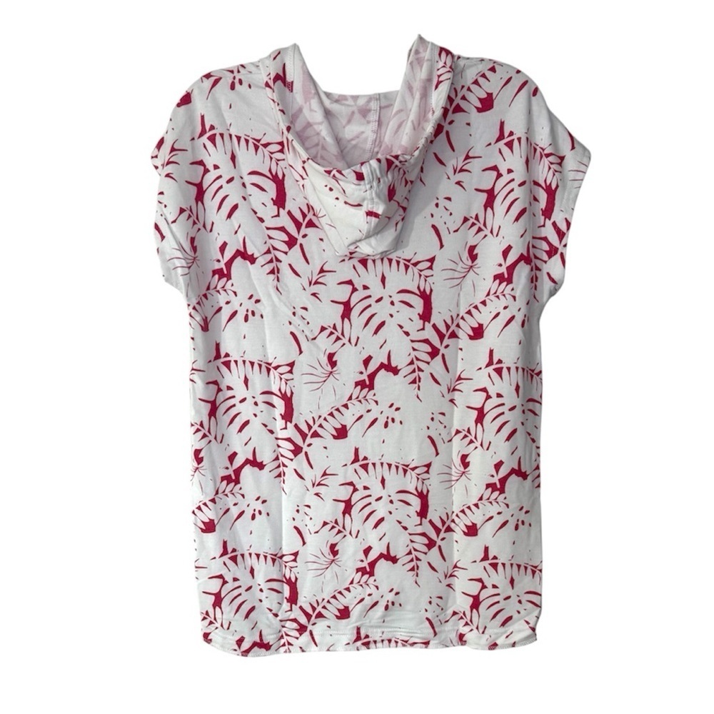Jane‎ and Delancey Hoodie Tropical Leaf Hoodie Hi Low Hem White Pink Size Small - Picture 2 of 7